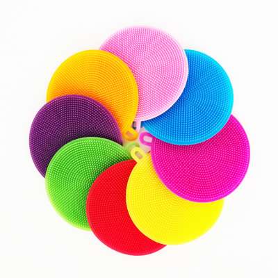 Amazon Hot Sale Kitchen Cleaning Brush Silicone Dishwashing  Circular Dish Washing Brush Fruit And Vegetable Cleaning Brush